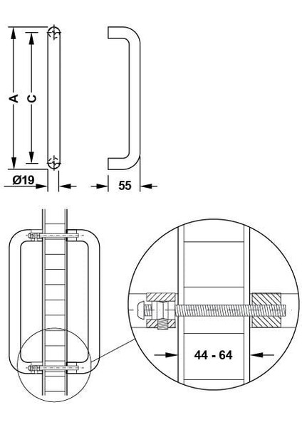 Çekme Kol Bodo Dişi 319MM Paslanmaz Çelik Mat fiyatları