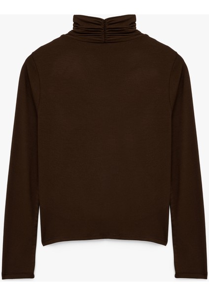 Uzun Kollu Slim Fit Drapeli Dik Yaka Tişört fiyatları