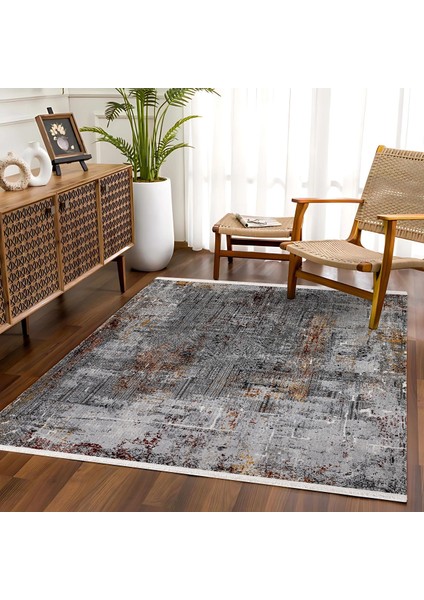 Gri Modern Etnik Desenli Pamuk Makinada Yıkanabilir Hav Toz Vermez Leke Tutmayan Kaymaz Taban Dijital Makine Baskı Salon Yolluk Mutfak Halı modelleri