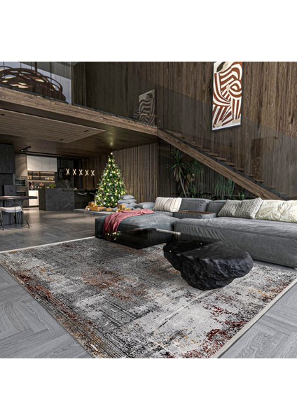 Gri Modern Etnik Desenli Pamuk Makinada Yıkanabilir Hav Toz Vermez Leke Tutmayan Kaymaz Taban Dijital Makine Baskı Salon Yolluk Mutfak Halı fırsatları