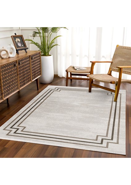 Krem Çerçeveli Etnik Modern Desenli Pamuk Makinada Yıkanabilir Hav Toz Vermez Leke Tutmayan Kaymaz Taban Dijital Makine Baskı Salon Yolluk Mutfak Halı fiyatları