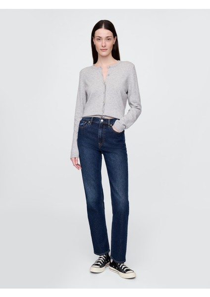 Kadın Lacivert High Rise '90S Straight Jean Pantolon