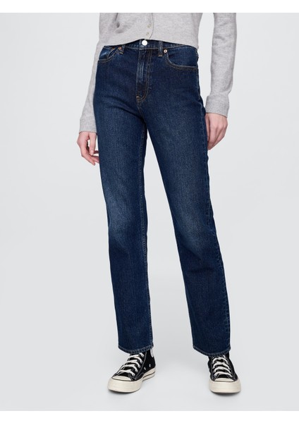 Kadın Lacivert High Rise '90S Straight Jean Pantolon