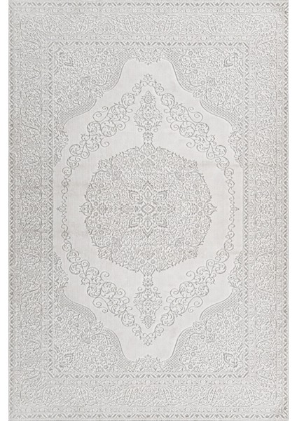 Gri Klasik Etnik Modern Desenli Pamuk Makinada Yıkanabilir Hav Toz Vermez Leke Tutmayan Kaymaz Taban Dijital Makine Baskı Salon Yolluk Mutfak Halı