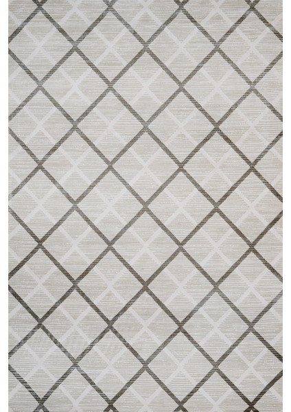 Gri Geometrik Etnik Modern Desenli Pamuk Makinada Yıkanabilir Hav Toz Vermez Leke Tutmayan Kaymaz Taban Dijital Makine Baskı Salon Yolluk Mutfak Halı