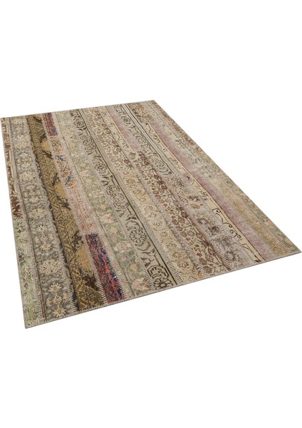 Krem Patchwork Etnik Modern Desenli Yün Hav Toz Vermez Leke Tutmayan Salon Yolluk Mutfak El Dokuma Halı modelleri