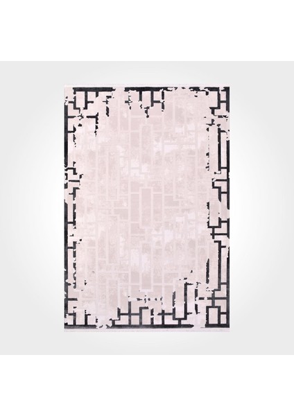 Milani Geometrik Gri Yün Dikdörtgen Modern Desenli Akrilik Hav Vermeyen Leke Tutmayan Kolay Temizlenen Yumuşak Makine Salon Yolluk Mutfak Halı