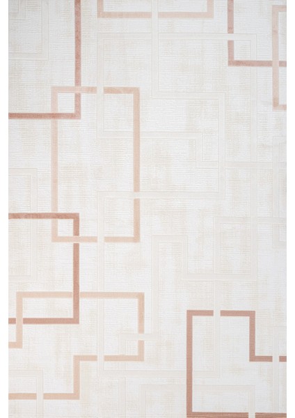 Geometrik Krem Pamuk Dikdörtgen Modern Desenli Pamuk Makinada Yıkanabilir Hav Toz Vermez Leke Tutmayan Kaymaz Taban Dijital Makine Baskı Salon Yolluk Mutfak Halı
