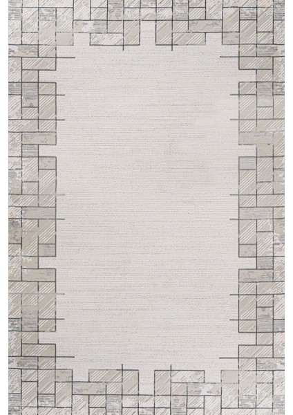 Gri Geometrik Etnik Modern Desenli Pamuk Makinada Yıkanabilir Hav Toz Vermez Leke Tutmayan Kaymaz Taban Dijital Makine Baskı Salon Yolluk Mutfak Halı