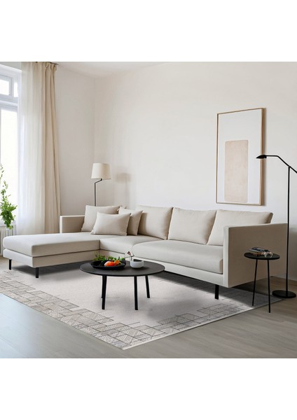 Gri Geometrik Etnik Modern Desenli Pamuk Makinada Yıkanabilir Hav Toz Vermez Leke Tutmayan Kaymaz Taban Dijital Makine Baskı Salon Yolluk Mutfak Halı fırsatları