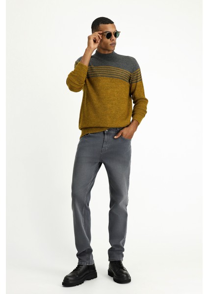 Yarım Balıkçı Yaka Regular Fit Dikişsiz Desenli Triko Kazak fiyatları