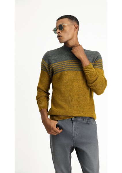 Yarım Balıkçı Yaka Regular Fit Dikişsiz Desenli Triko Kazak modelleri