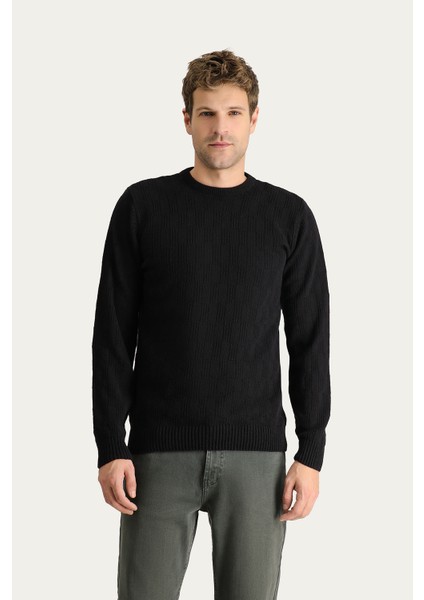 Bisiklet Yaka Regular Fit Yünlü Desenli Triko Kazak modelleri