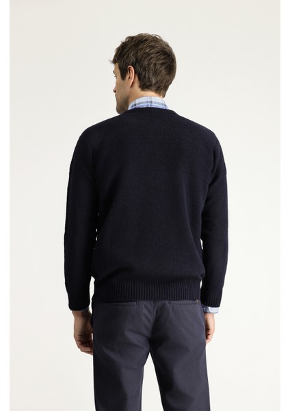 Bisiklet Yaka Slim Fit Dar Kesim Dikişsiz Desenli Yünlü Triko Kazak fırsatları