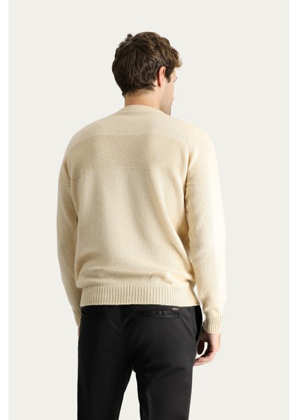 Bisiklet Yaka Slim Fit Dar Kesim Dikişsiz Desenli Yünlü Triko Kazak fırsatları