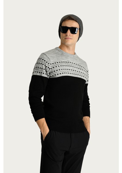 Bisiklet Yaka Slim Fit Dar Kesim Desenli Triko Kazak modelleri