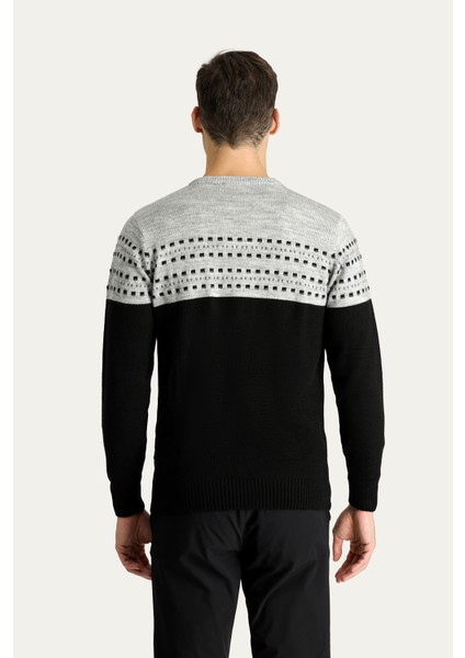 Bisiklet Yaka Slim Fit Dar Kesim Desenli Triko Kazak indirimleri