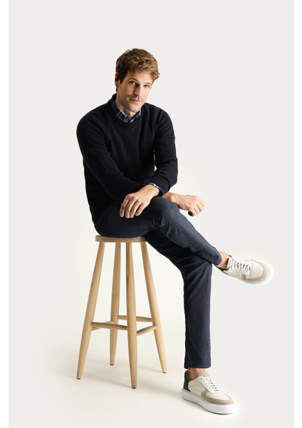 Bisiklet Yaka Regular Fit Desenli Triko Kazak fiyatları