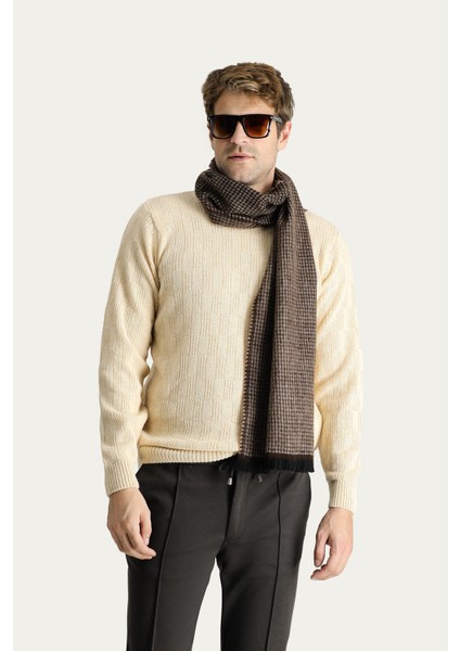 Bisiklet Yaka Regular Fit Yünlü Desenli Triko Kazak fiyatları