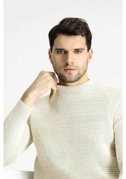 Yarım Balıkçı Yaka Slim Fit Dar Kesim Desenli Yünlü Triko Kazak fiyatları