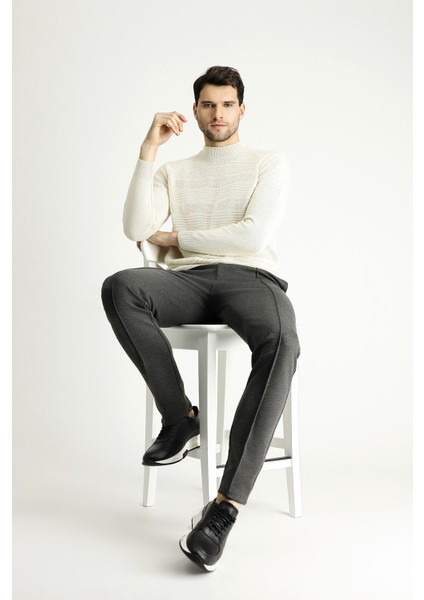 Yarım Balıkçı Yaka Slim Fit Dar Kesim Desenli Yünlü Triko Kazak modelleri