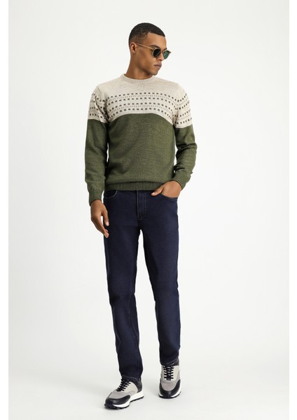 Bisiklet Yaka Slim Fit Dar Kesim Desenli Triko Kazak fiyatları