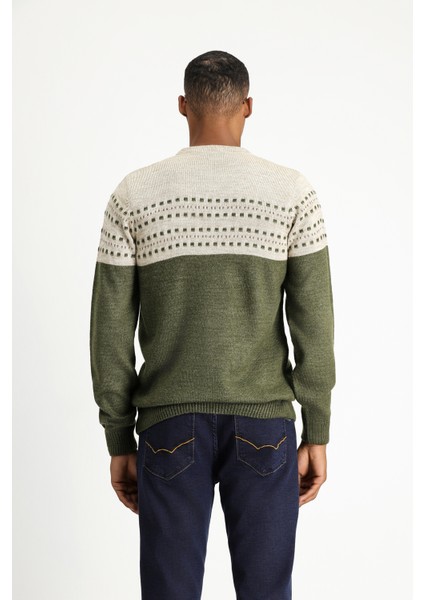 Bisiklet Yaka Slim Fit Dar Kesim Desenli Triko Kazak fırsatları