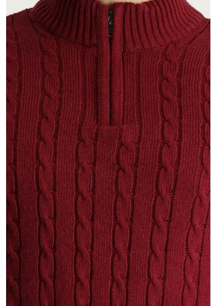 Yarım Balıkçı Yaka Regular Fit Fermuarlı Desenli Triko Kazak indirimleri