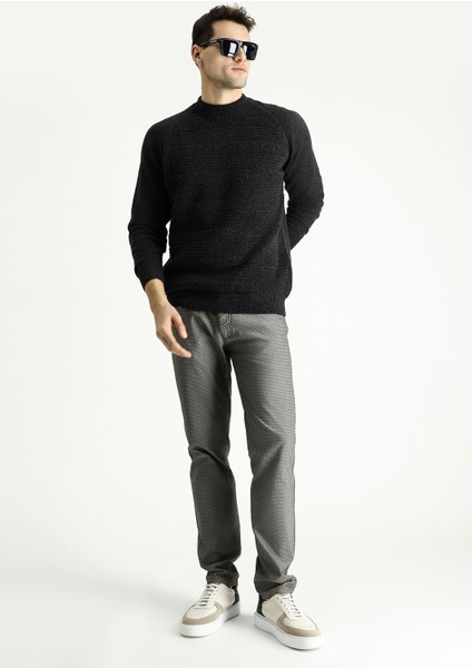 Yarım Balıkçı Yaka Slim Fit Dar Kesim Desenli Yünlü Triko Kazak fiyatları