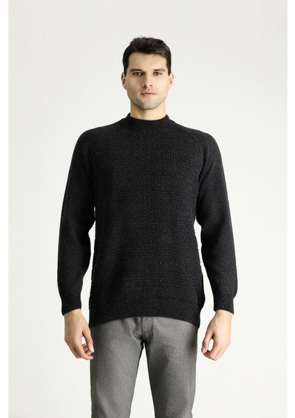 Yarım Balıkçı Yaka Slim Fit Dar Kesim Desenli Yünlü Triko Kazak modelleri