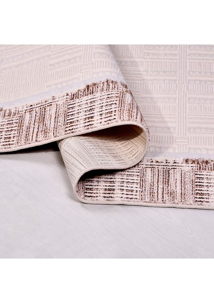 Krem Modern Etnik Desenli Mikro Hav Vermeyen Leke Tutmayan Kolay Temizlenen Yumuşak Makine Salon Yolluk Mutfak Halı modelleri