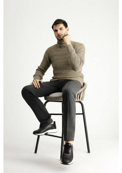 Balıkçı Yaka Slim Fit Dar Kesim Desenli Triko Kazak fiyatları