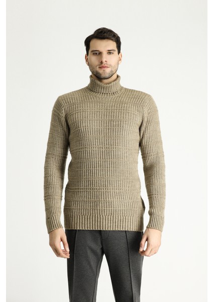 Balıkçı Yaka Slim Fit Dar Kesim Desenli Triko Kazak modelleri