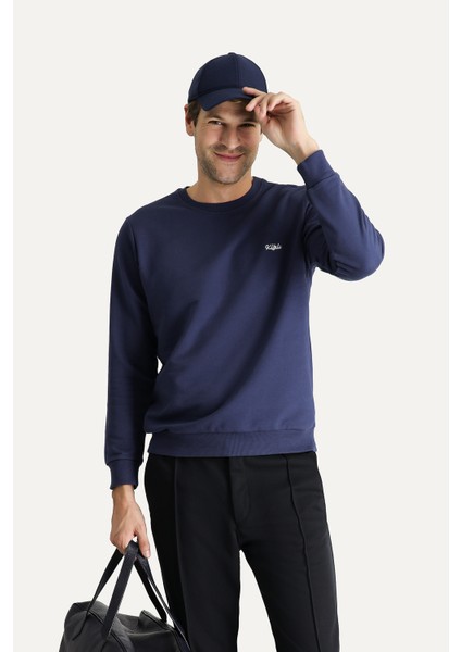 Bisiklet Yaka Regular Fit Nakışlı Pamuklu Sweatshirt fiyatları