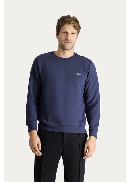 Bisiklet Yaka Regular Fit Nakışlı Pamuklu Sweatshirt fırsatları