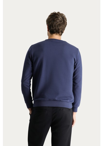 Bisiklet Yaka Regular Fit Nakışlı Pamuklu Sweatshirt indirimleri