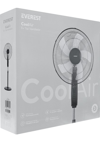 FAN11 Coolair Siyah-Gri 45W 5 Kanat 3 Kademe 1200RPM