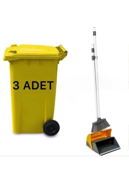 3 Adet Sarı Plastik Çöp Konteyneri 240 Lt Isıya Karşı Dayanıklı fiyatları
