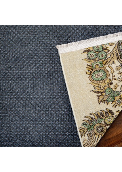 Yeşil Klasik Etnik Modern Desenli Pamuk Makinada Yıkanabilir Hav Toz Vermez Leke Tutmayan Kaymaz Taban Dijital Makine Baskı Salon Yolluk Mutfak Halı indirimleri