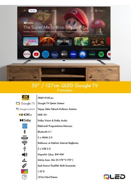 50" 127 Ekran Uydu Alıcılı Ultra HD Google Smart QLED TV fırsatları