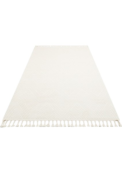 Paola Beyaz Geometrik Etnik Modern Desenli Mikro Hav Vermeyen Leke Tutmayan Kolay Temizlenen Yumuşak Makine Salon Yolluk Mutfak Halı modelleri