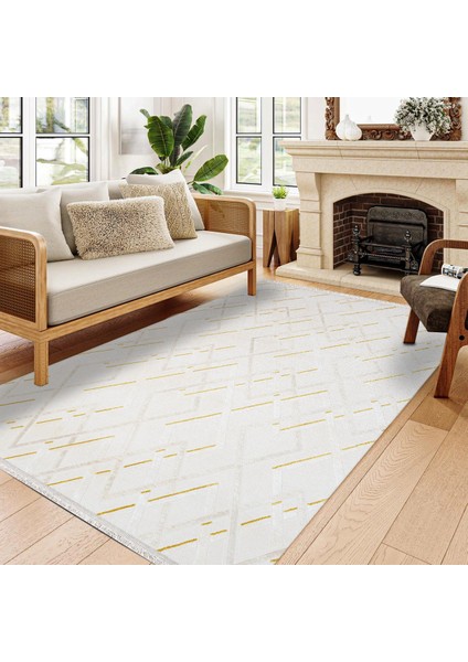 Geometrik Krem Pamuk Dikdörtgen Modern Desenli Pamuk Makinada Yıkanabilir Hav Toz Vermez Leke Tutmayan Kaymaz Taban Dijital Makine Baskı Salon Yolluk Mutfak Halı modelleri