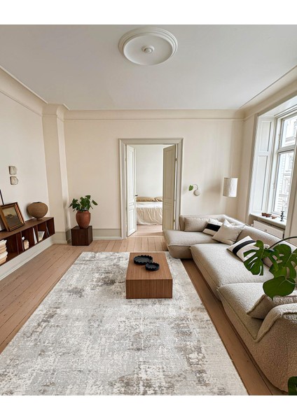 Gri Modern Etnik Desenli Pamuk Makinada Yıkanabilir Hav Toz Vermez Leke Tutmayan Kaymaz Taban Dijital Makine Baskı Salon Yolluk Mutfak Halı fırsatları