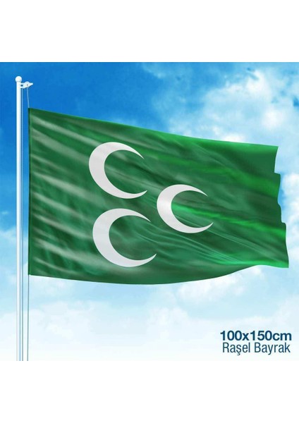 Yeşil 3 Hilal Osmanlı İmparatorluğu Bayrak Raşel