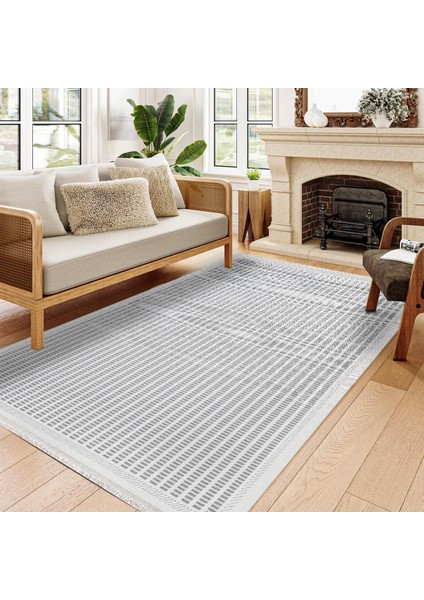 Çizgili Gri Pamuk Dikdörtgen Modern Desenli Pamuk Makinada Yıkanabilir Hav Toz Vermez Leke Tutmayan Kaymaz Taban Dijital Makine Baskı Salon Yolluk Mutfak Halı fiyatları