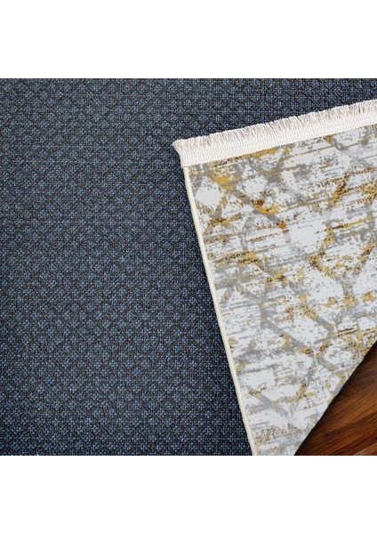 Sarı Geometrik Etnik Modern Desenli Pamuk Makinada Yıkanabilir Hav Toz Vermez Leke Tutmayan Kaymaz Taban Dijital Makine Baskı Salon Yolluk Mutfak Halı indirimleri
