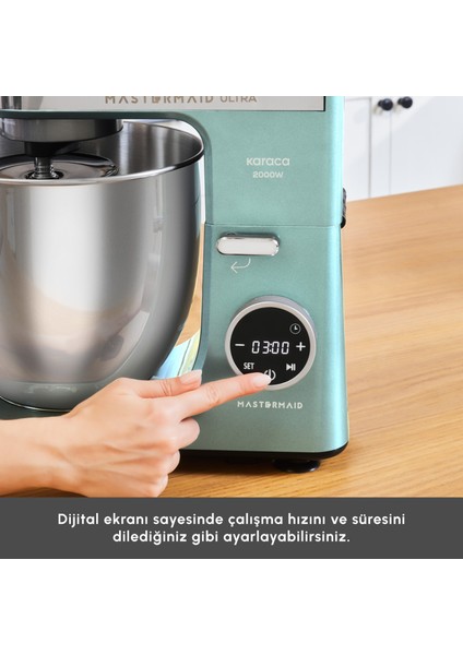 Mastermaid Chef Ultra D2000W Dijital Ekranlı Hamur Yoğurma Makinesi Tiffany 7 L