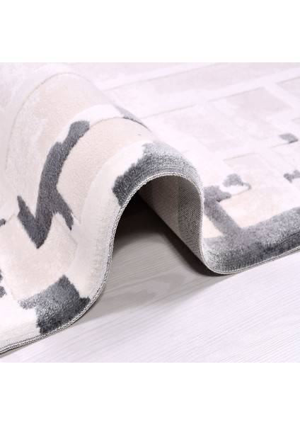 Milani Geometrik Gri Yün Dikdörtgen Modern Desenli Akrilik Hav Vermeyen Leke Tutmayan Kolay Temizlenen Yumuşak Makine Salon Yolluk Mutfak Halı fiyatları
