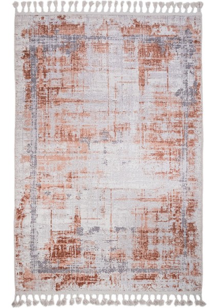 Capelle Modern Turuncu Polyester Dikdörtgen Modern Desenli Pamuk Makinada Yıkanabilir Hav Toz Vermez Leke Tutmayan Kaymaz Taban Dijital Makine Baskı Salon Yolluk Mutfak Halı