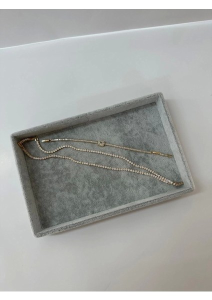 Süet Kumaş Gri Renk 3 Lü Takım Çekmeçe Içi Takı Standı modelleri